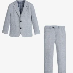 Boys Blue Linen & Cotton Suit