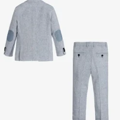 Boys Blue Linen & Cotton Suit