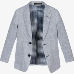 Boys Blue Linen & Cotton Suit