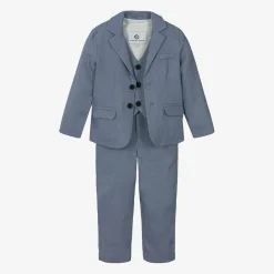 Boys Blue Linen Waistcoat Suit