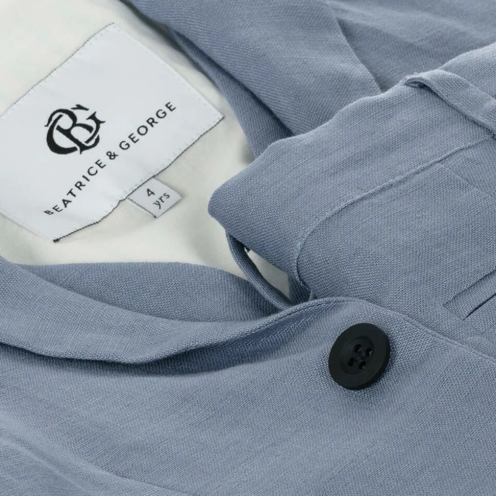 Boys Blue Linen Waistcoat Suit