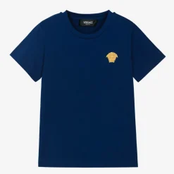 Boys Blue Medusa Logo Cotton T-Shirt