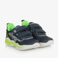 Boys Blue Mesh Dinosaur Light-Up Trainers