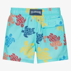 Boys Blue Multicolour Turtle Swim Shorts
