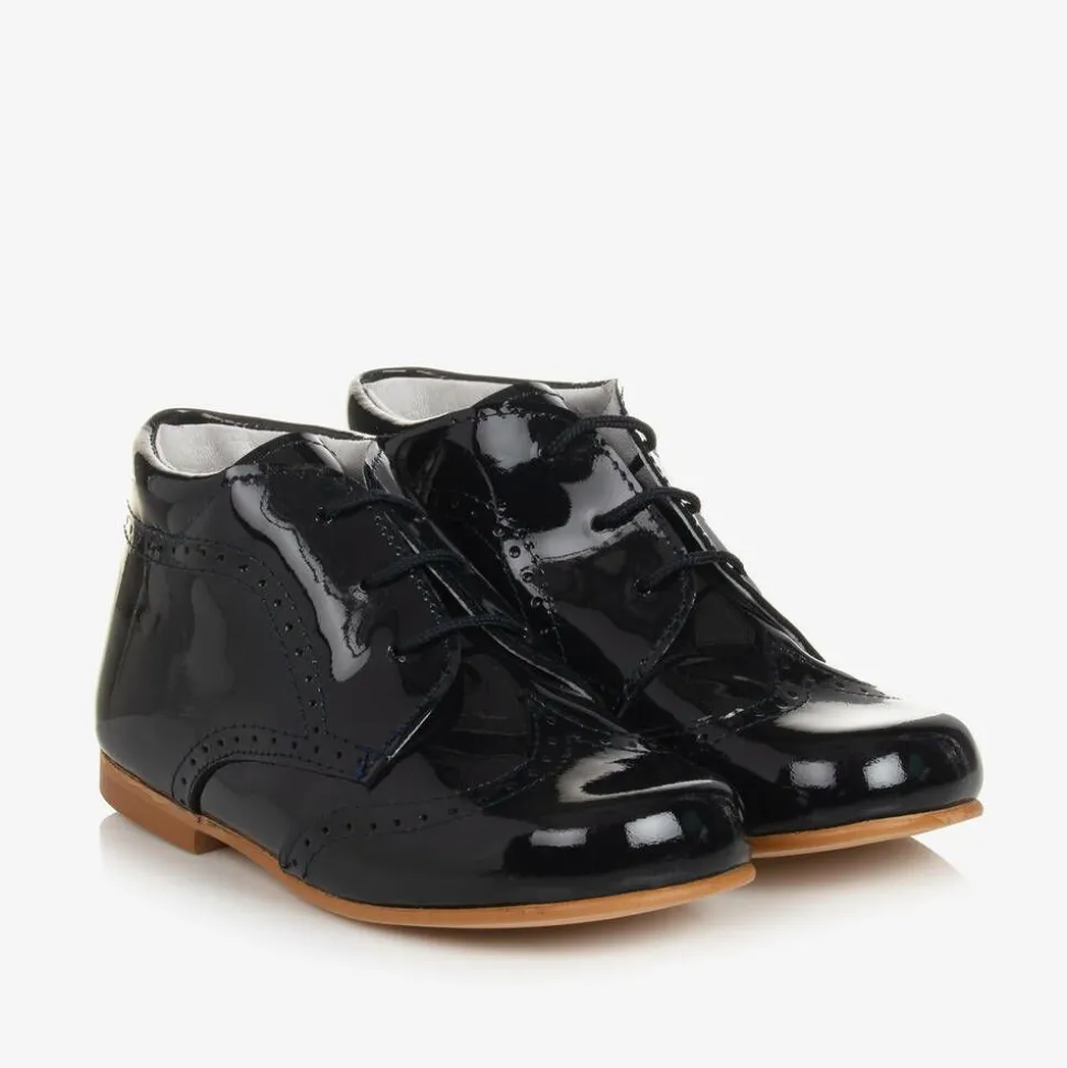Boys Blue Patent Brogue Shoes