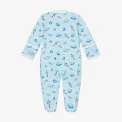 Boys Blue Pima Cotton Galaxy Babygrow