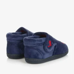 Boys Blue Rocket Velcro Slippers