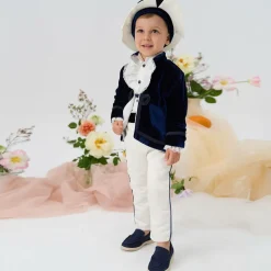 Boys Blue Satin & Velvet Suit