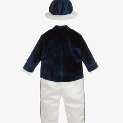 Boys Blue Satin & Velvet Suit