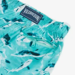 Boys Blue Shark Print Swim Shorts