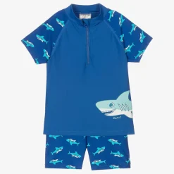 Boys Blue Shark Swim Shorts Set (UPF50+)