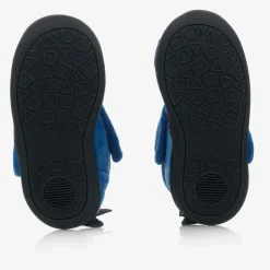 Boys Blue Shark Velcro Slippers