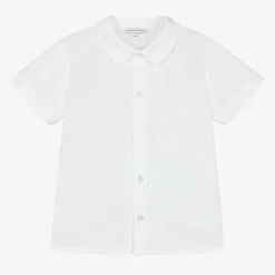 Boys Blue Stripe Cotton & Linen Shorts Suit