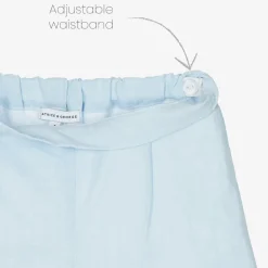 Boys Blue Stripe Cotton & Linen Shorts Suit