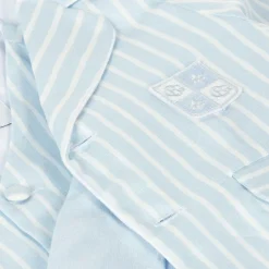 Boys Blue Stripe Cotton & Linen Shorts Suit