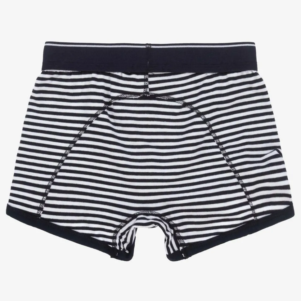 Boys Blue Stripe Cotton Boxers (2 Pack)