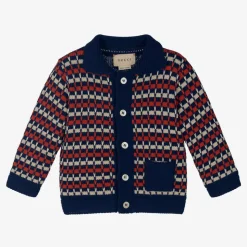 Boys Blue Stripe Cotton Knit Cardigan