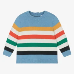 Boys Blue Striped Cotton Jumper