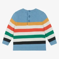 Boys Blue Striped Cotton Jumper