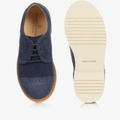 Boys Blue Suede Leather Brogue Shoes