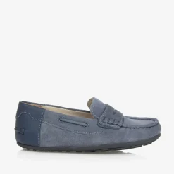 Boys Blue Suede Leather Moccasins