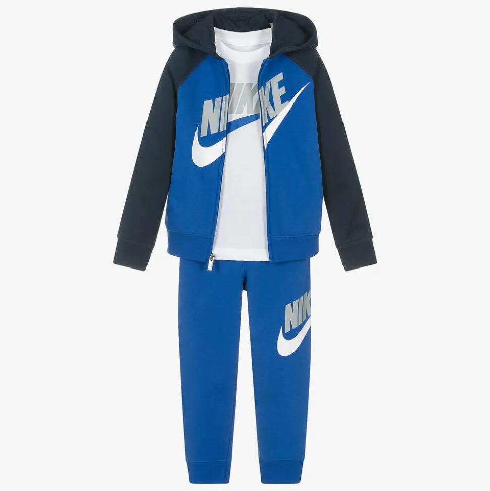 Boys Blue Swoosh Tracksuit Set