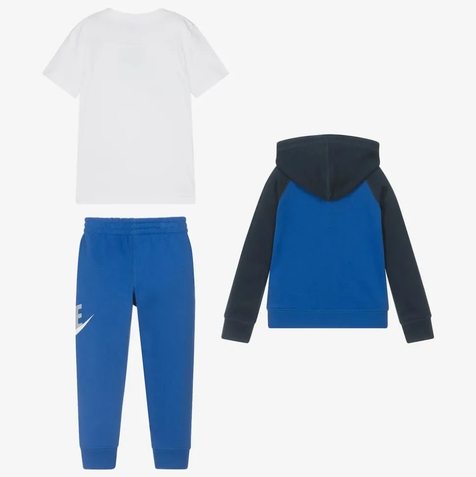 Boys Blue Swoosh Tracksuit Set