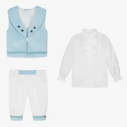 Boys Blue Velvet & Satin Suit