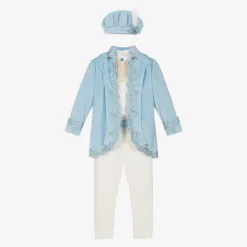 Boys Blue Velvet & Satin Suit