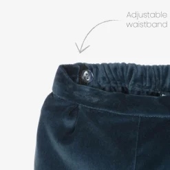 Boys Blue Velvet Hand-Smocked Buster Suit