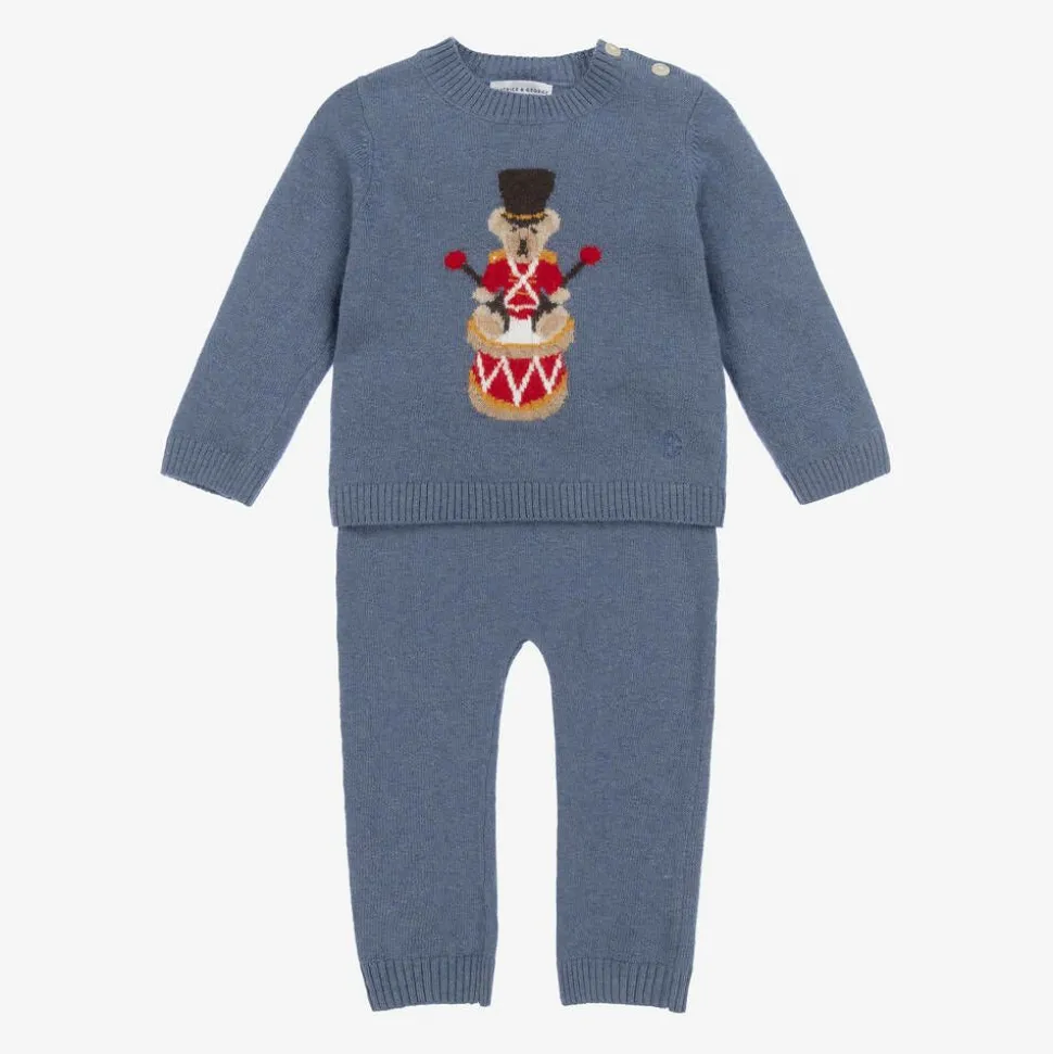 Boys Blue Wool & Cashmere Trouser Set