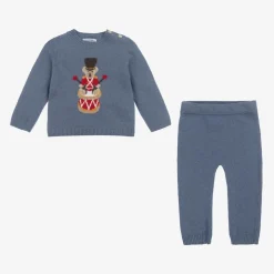 Boys Blue Wool & Cashmere Trouser Set