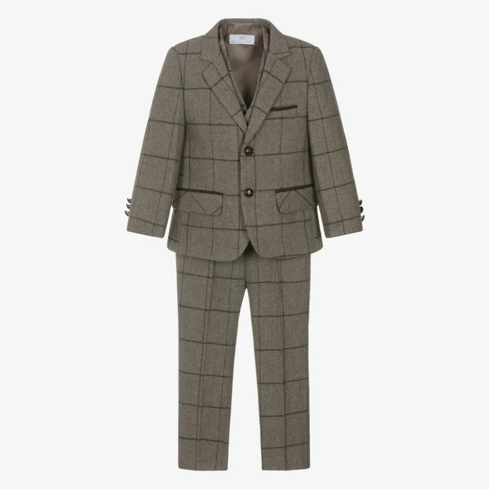 Boys Brown Check Suit