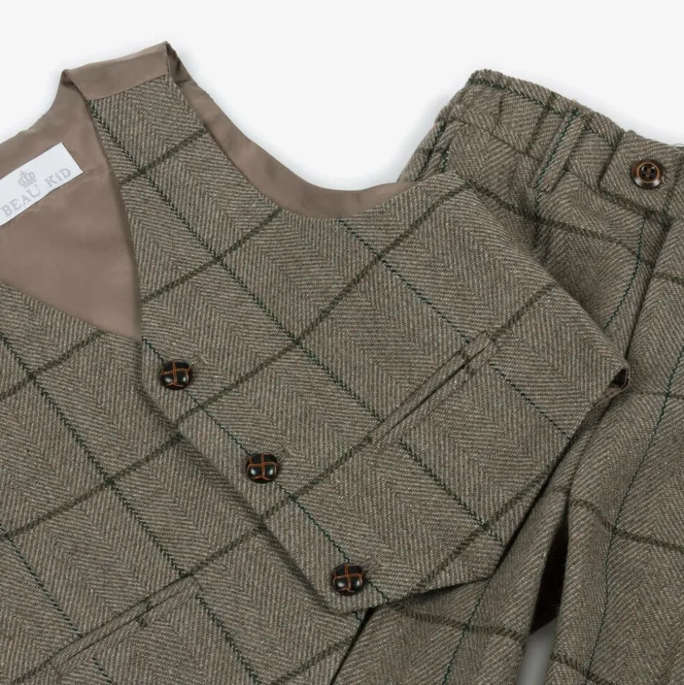 Boys Brown Check Suit