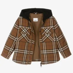 Boys Brown Checked Padded Jacket