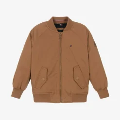 Boys Brown Cotton Twill Bomber Jacket