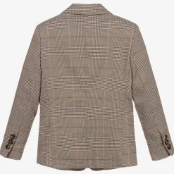 Boys Brown Dogstooth Check Jacket