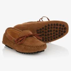 Boys Brown Faux Suede Moccasins