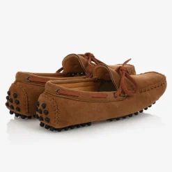 Boys Brown Faux Suede Moccasins