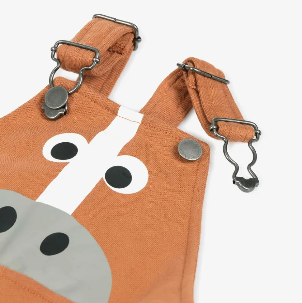 Boys Brown Horse Cotton Dungarees