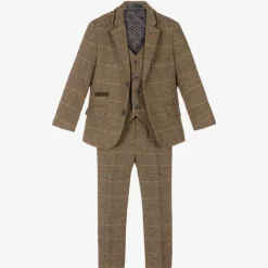 Boys Brown Tweed Albert Suit