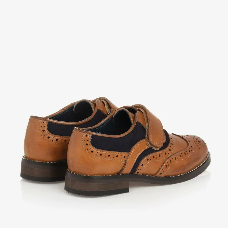 Boys Brown Velcro Brogues
