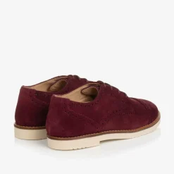 Boys Burgundy Red Suede Leather Brogue Shoes