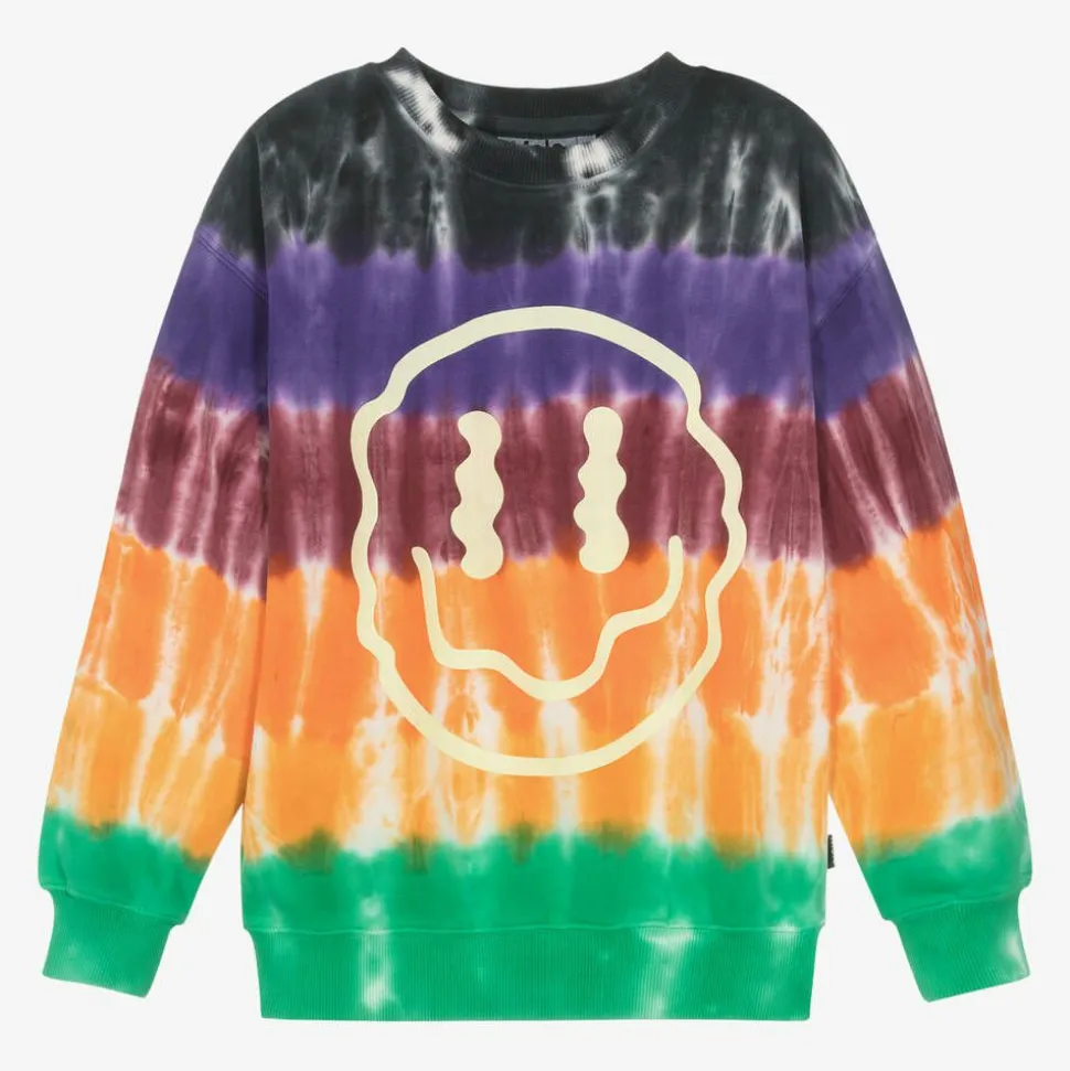 Boys Cotton Tie Dye Happy Face Sweatshirt