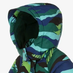 Boys Green & Blue Showerproof Puffer Coat