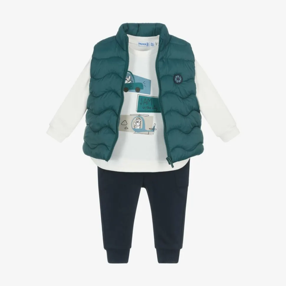 Boys Green & Blue Trouser Set