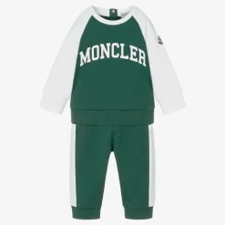 Boys Green & White Cotton Tracksuit