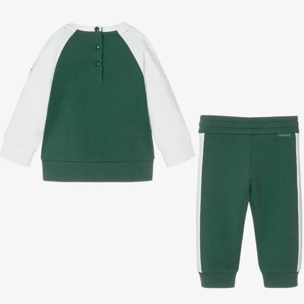 Boys Green & White Cotton Tracksuit