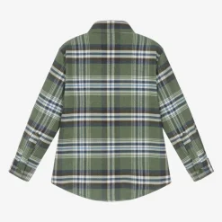 Boys Green Check Cotton Shirt
