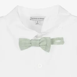 Boys Green Cotton & Linen Waistcoat Suit